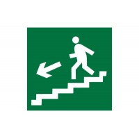 Знак пластик E14 "Направление к эвакуационному выходу по лестнице вниз" (200x200) ГОСТ 12,4,026-2015 EKF PROxima