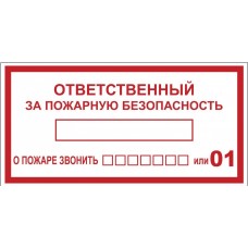 Знак пластик F20 "Ответственный за пожарную безопасность" (150x300) ГОСТ 12,4,026-2015 EKF PROxima
