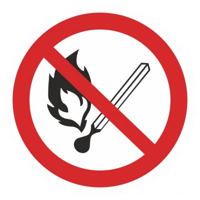 Знак наклейка Р02 "Запрещается пользоваться открытым огнем и курить" (200х200) ГОСТ 12,4,026-2015 EKF PROxima