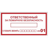 Знак наклейка B03 "Ответственный за пожарную безопасность" (100х200) ГОСТ 12,4,026-2015 EKF PROxima