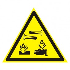 Знак наклейка W04 "Опасно, Едкие и коррозионные вещества" (200x200x200) ГОСТ 12,4,026-2015 EKF PROxima