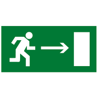 Знак наклейка E03 "Направление к эвакуационному выходу направо" (100x200) ГОСТ 12,4,026-2015 EKF PROxima