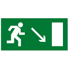 Знак наклейка E07 "Направление к эвакуационному выходу направо вниз" (150x300) фотолюминесцентный ГОСТ 12,4,026-2015 EKF PROxima