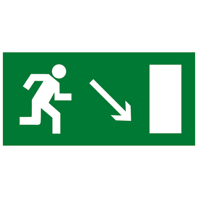 Знак пластик E07 "Направление к эвакуационному выходу направо вниз" (150x300) фотолюминесцентный ГОСТ 12,4,026-2015 EKF PROxima