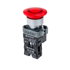 Кнопка грибовидная без фиксации, с подсветкой, 24V, 1NC, красный