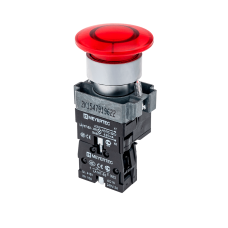 Кнопка грибовидная без фиксации, с подсветкой, 220V, 1NC, красный