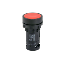 Кнопка плоская красная с фиксацией, 1NO+1NC, IP54, пластик