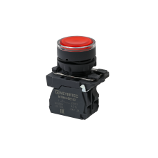 Кнопка красная с подсветкой, 1NС, 24V AC/DC, IP65, пластик