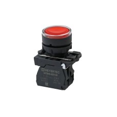 Кнопка красная с подсветкой, 1NС, 220V AC/DC, IP65, пластик
