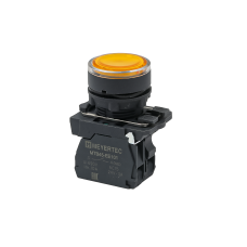Кнопка желтая с подсветкой, 1NO, 220V AC/DC, IP65, пластик