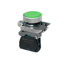 Кнопка плоская зеленая, 1NO, IP65, металл