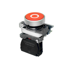 Кнопка плоская красная, маркировка "O", 1NС, IP65, металл