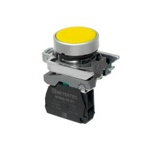 Кнопка плоская желтая, 1NO, IP65, металл