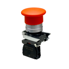 Кнопка грибовидная красная, 40 мм, пружиный возврат, 1NС, IP65, металл
