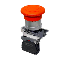 Кнопка грибовидная аварийной остановки, красная, 40 мм, возврат поворотом с фиксацией, 1NC, IP65, металл
