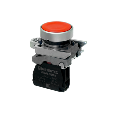 Кнопка плоская красная, 1NС, IP65, металл