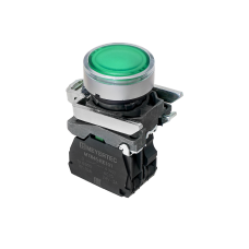 Кнопка зеленая с подсветкой, 1NO, 24V AC/DC, IP65, металл