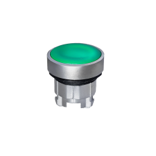 Головка кнопки, плоская, зеленая, IP65, металл